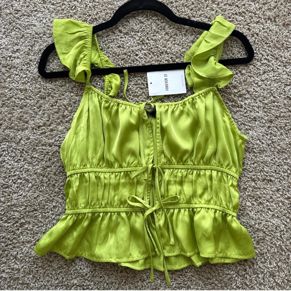Forever 21 Green Ruched Blouse